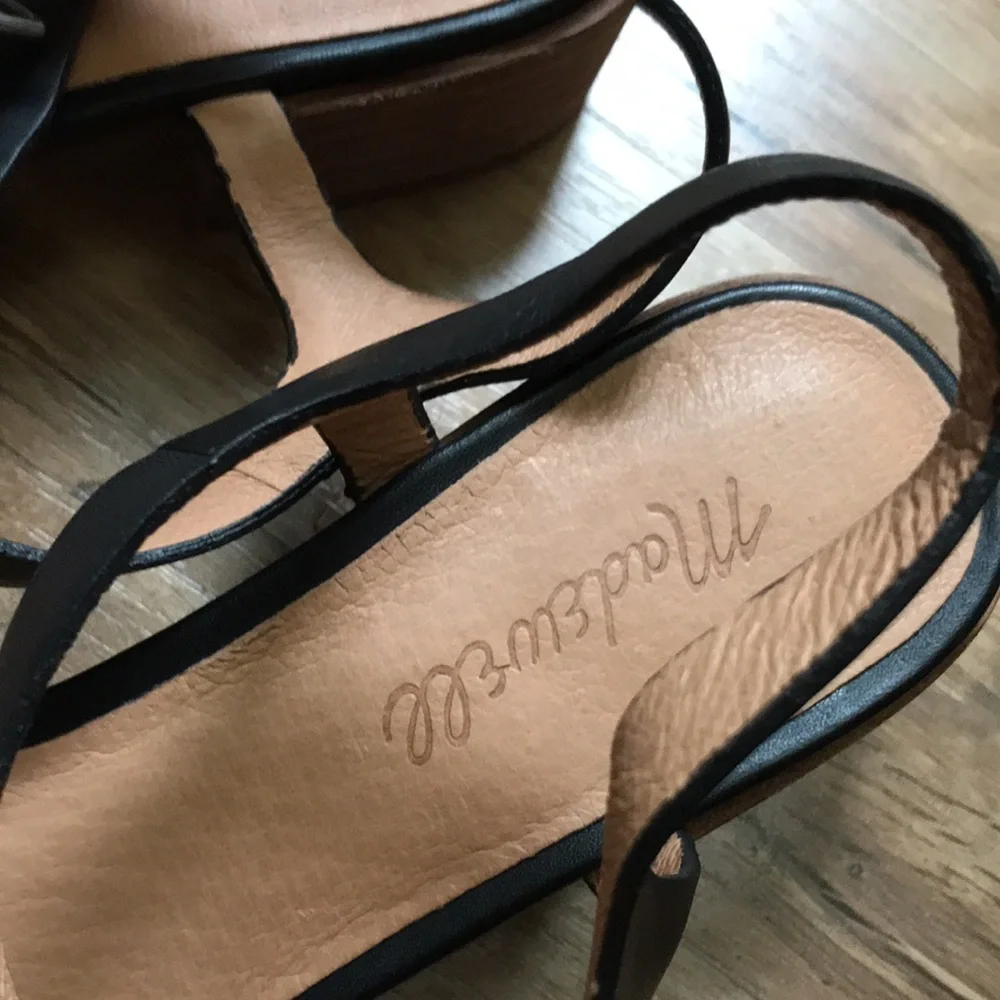 Madewell black leather Louise sandals with ankle strap 8.5 - Picture 12 of 13